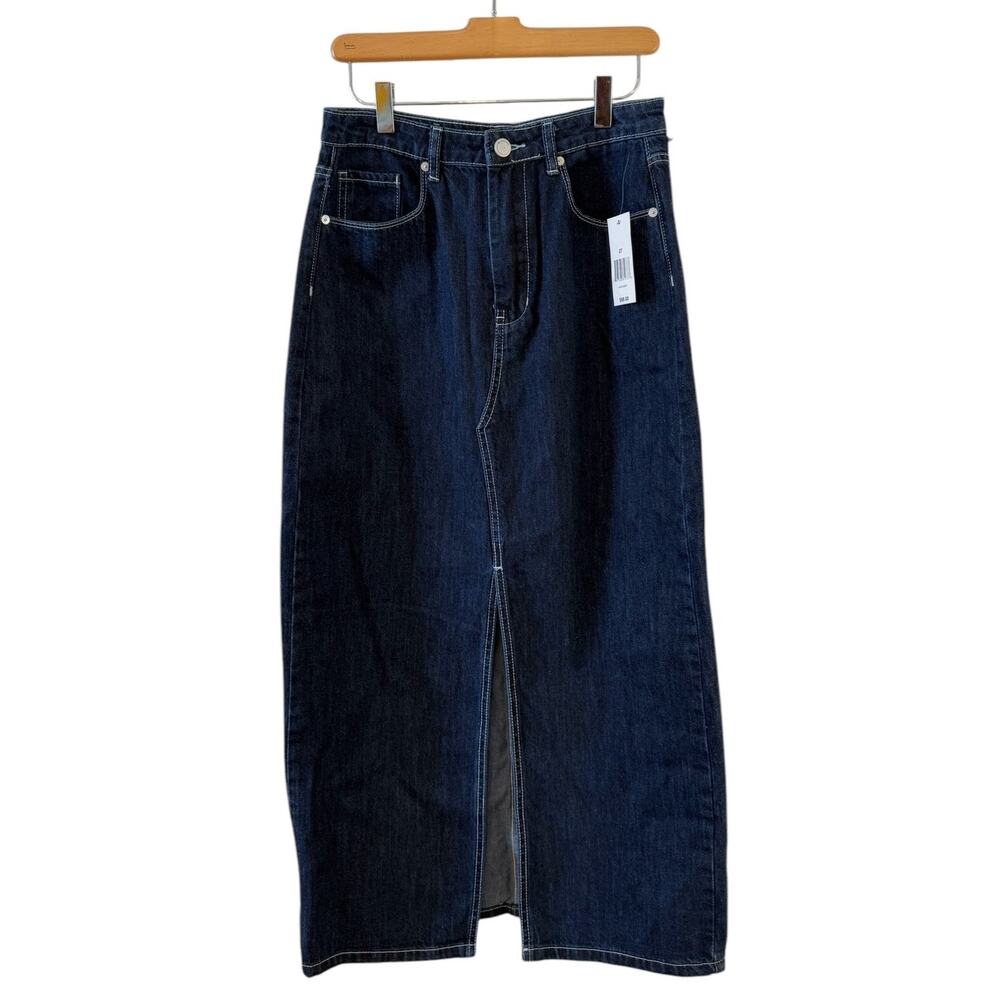 BLANK NYC Long Dark Wash Denim Maxi Skirt 27